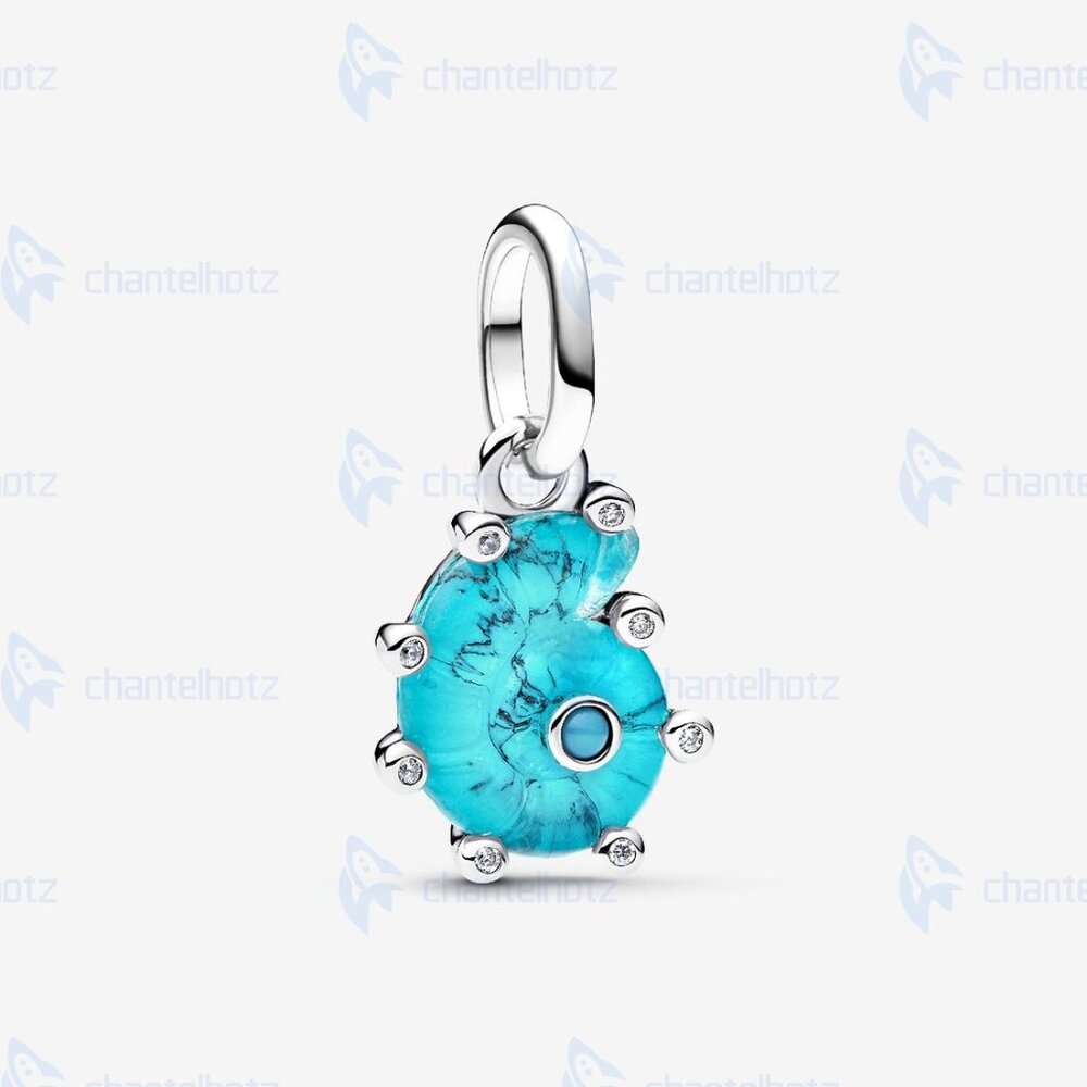 Pandora Blue Murano Glass Sea Snail Dangle Charm